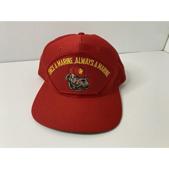 USMC Hat Once A Marine Always A Marine Red Bulldog SnapBack Made USA - Picture 1 of 9